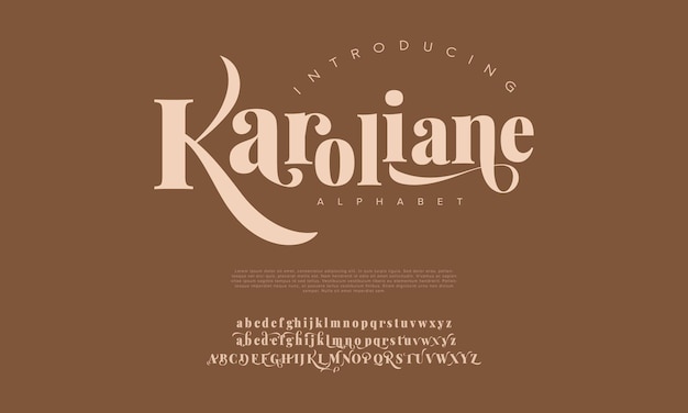 Vetor karoliane luxo premium letras e números de alfabeto elegante tipografia de casamento vintage clássico