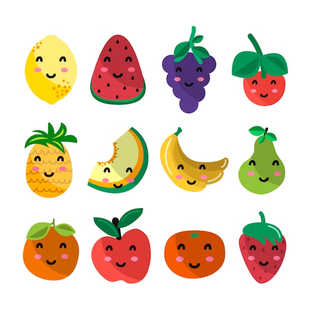 Kawaii caracteres frutas