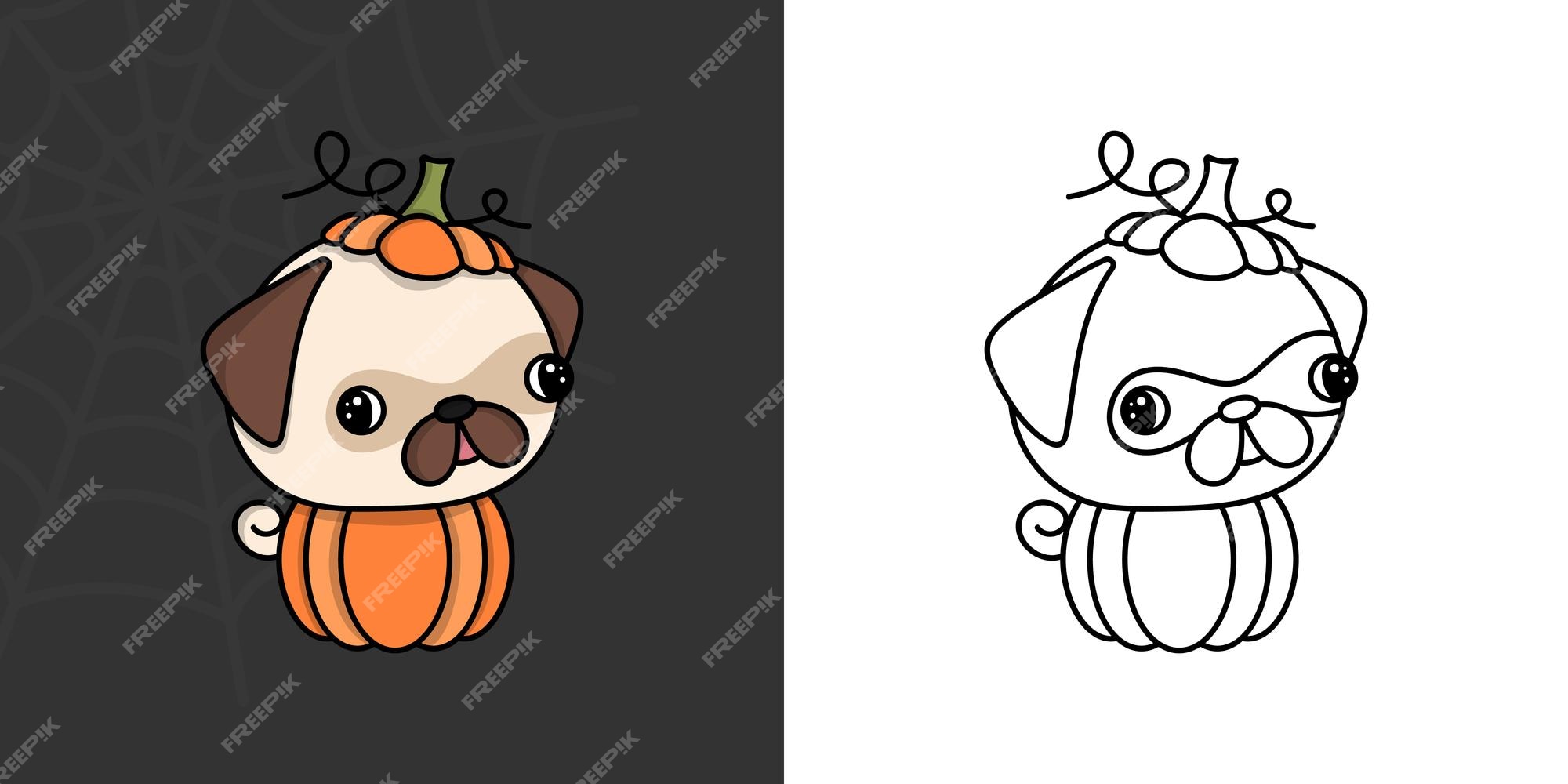 Desenho de cachorrinho kawaii para colorir