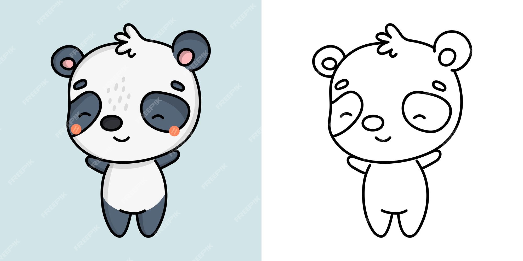 Vetores de Página De Desenhos Animados Urso Panda Para Colorir e