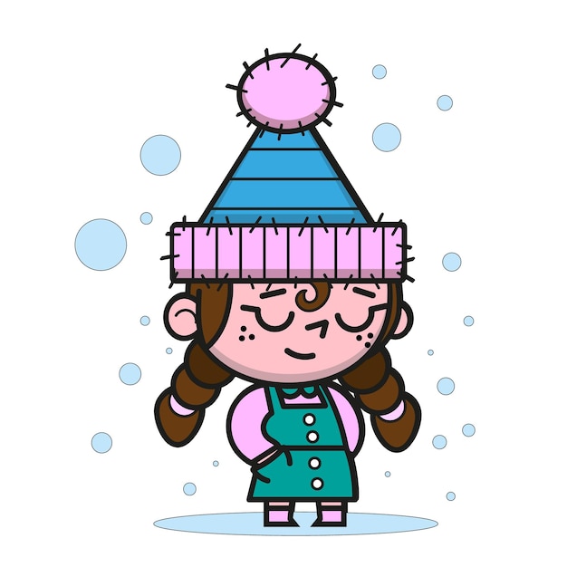 Kawaii garota com roupas de inverno