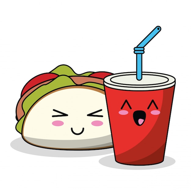 Kawaii taco e soda image