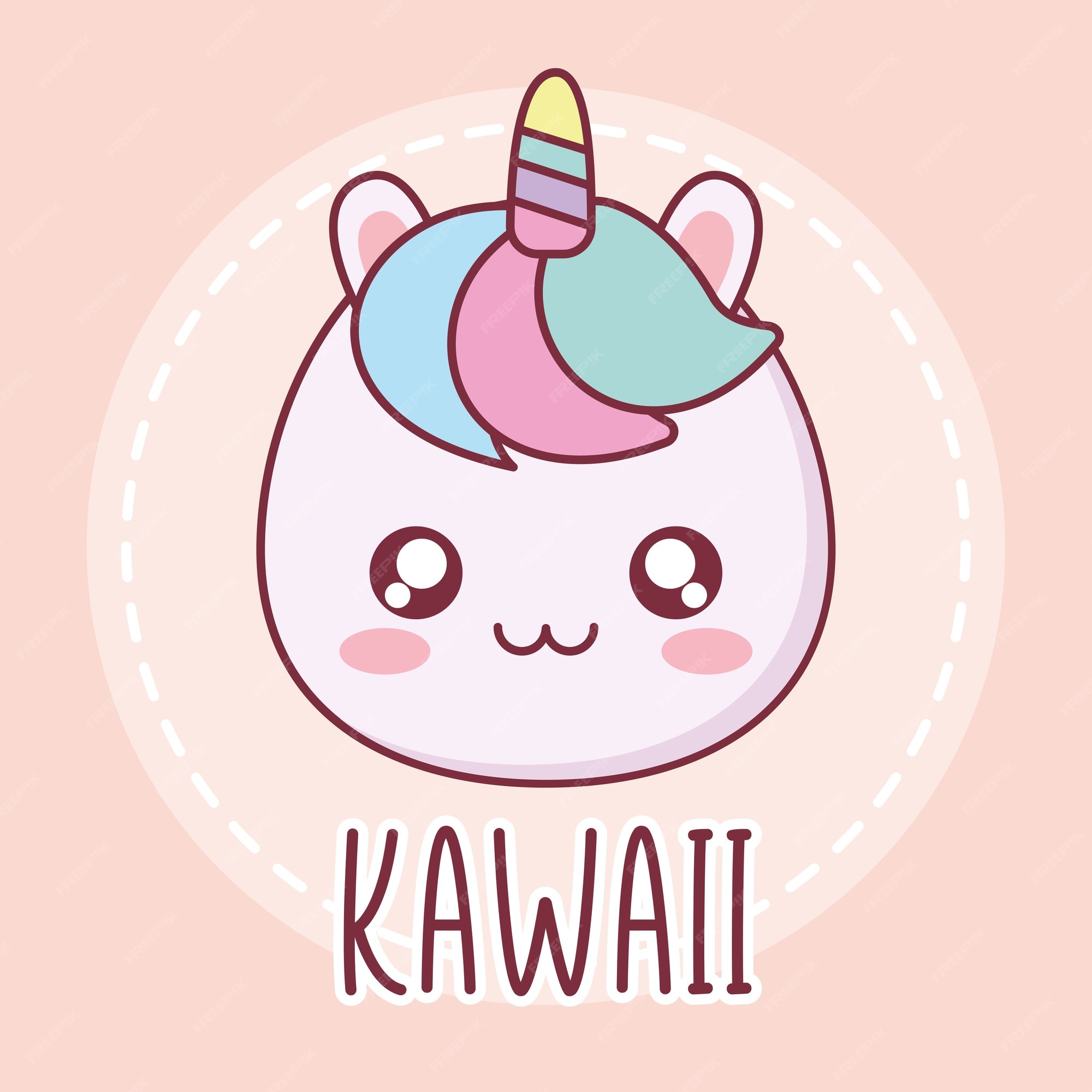 Kawaii unicórnio desenho animado animal, expressão personagem fofa  engraçado e tema emoticon