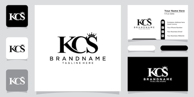 Kcs carta design de logotipo elegante moderno criativo com design de cartão de visita vetor premium