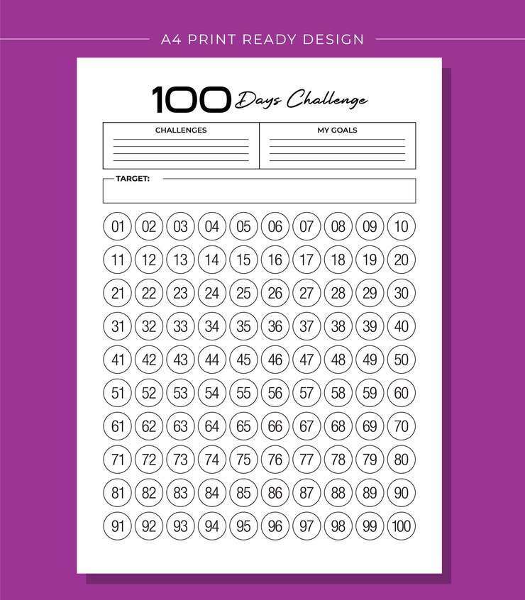 Vetor kdp 100 days challenge book vector design template imprimível