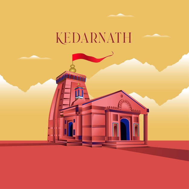 Kedarnath o shiva temple rudraprayag uttarakhand índia vetor