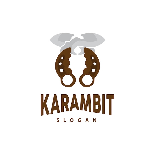Kerambit logo indonésia arma de combate vetor ninja ferramenta de combate modelo de design simples ilustração ícone de símbolo