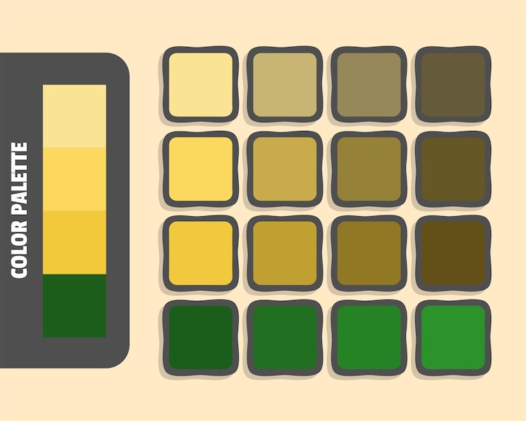 Vetor khaki khaki goldenrod paleta de cores verde escuro cor combinada com cores rgb harmoniosas