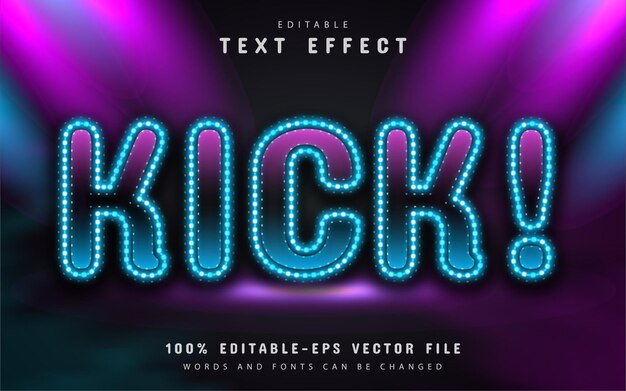 Kick text, estilo de néon de efeito de texto editável