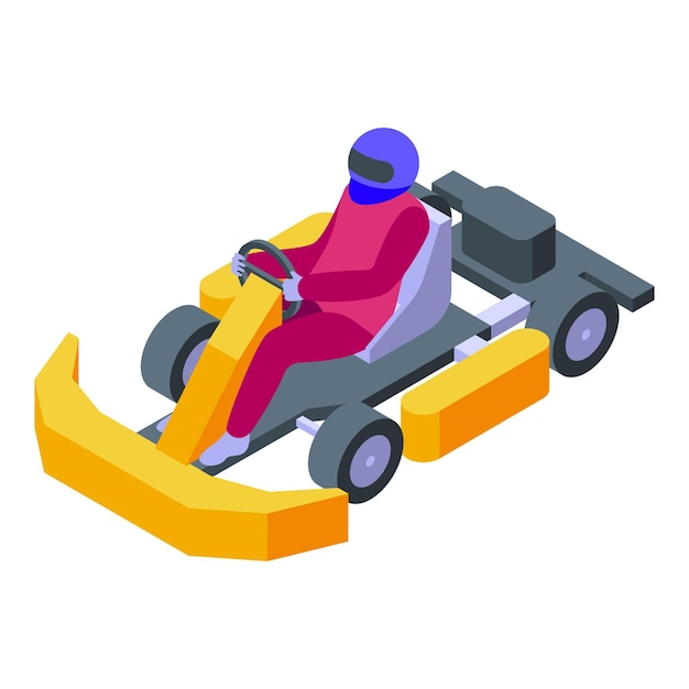 Vetor kid kart racer ícone vetor isométrico pronto para o início rápido