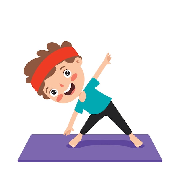 Vetor kid_making_yoga_free_vector