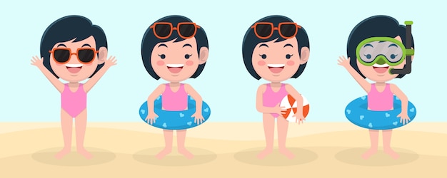 Kids avatar ready for summer premium