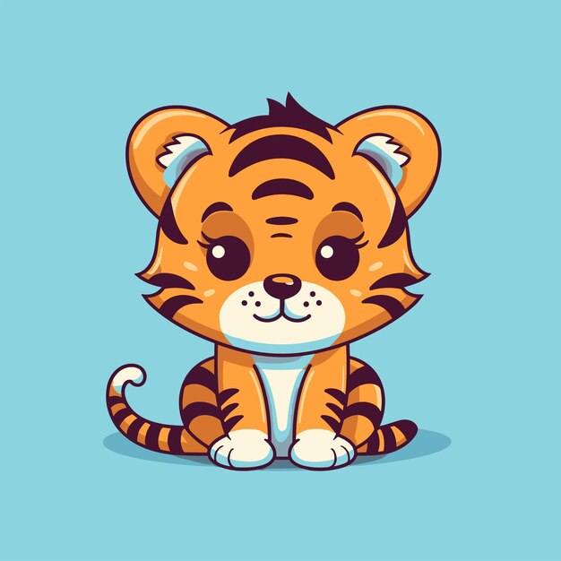 Vetor king cat tiger ilustração vetorial de desenho animado conceito de natureza animal mascote premium isolado