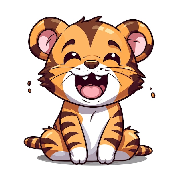 Vetor king cat tiger vector de desenhos animados ilustração tigre agressivo