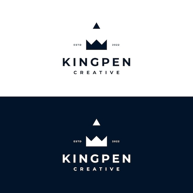 King crown royal com caneta lápis inspiração para design de logotipo criativo