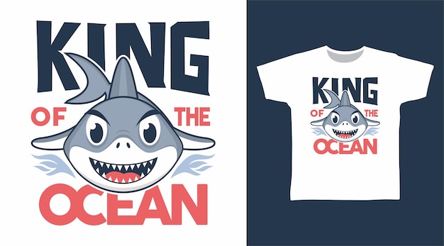 King of shark cartoon tshirt design