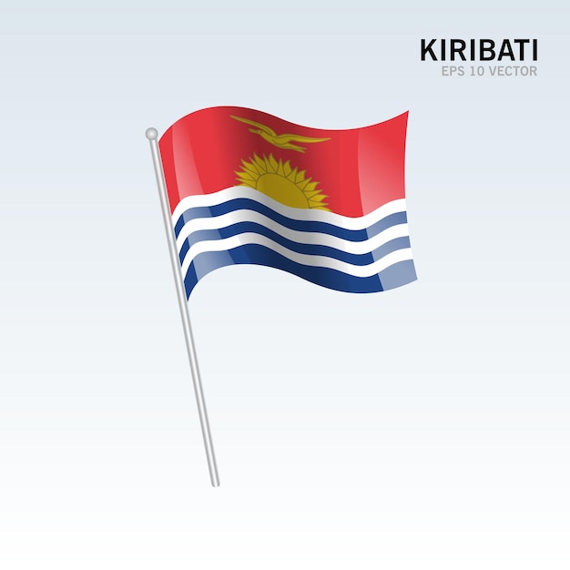 Kiribati agitando bandeira isolada em cinza