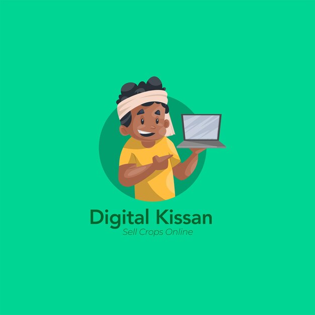 Kissan digital vende colheitas modelo de logotipo de mascote vetorial online