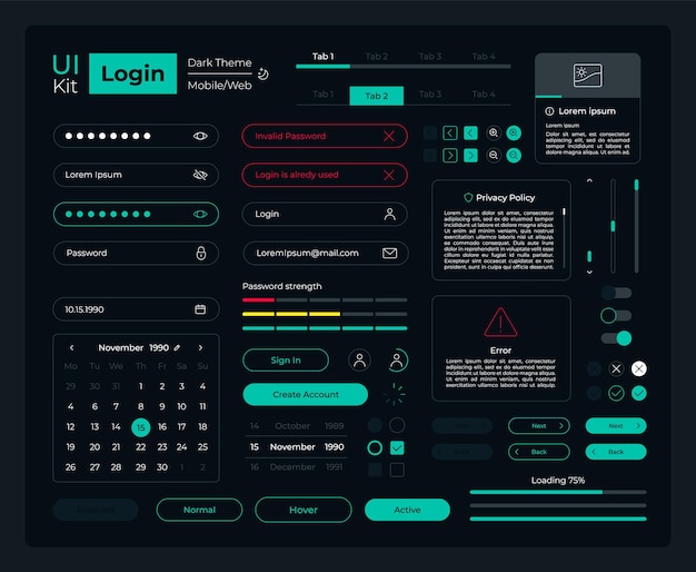 Kit de elementos da interface do usuário de login