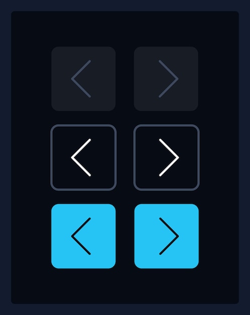 Vetor kit de elementos de interface do usuário de setas esquerda e direita