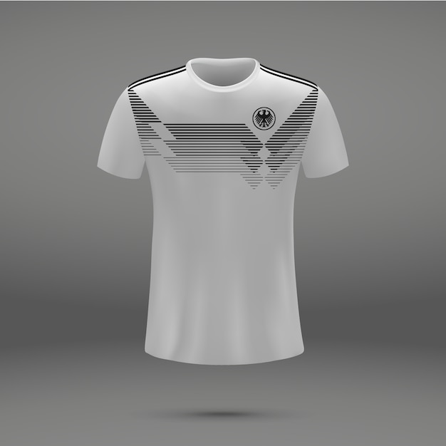 Vetor kit de futebol da alemanha 2018, modelo de t-shirt para a camisa de futebol.