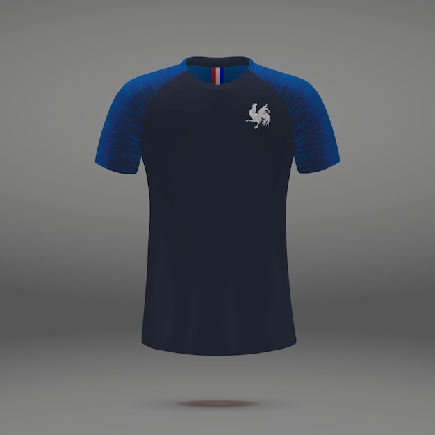 Kit de futebol da frança 2018, modelo de t-shirt para a camisa de futebol.