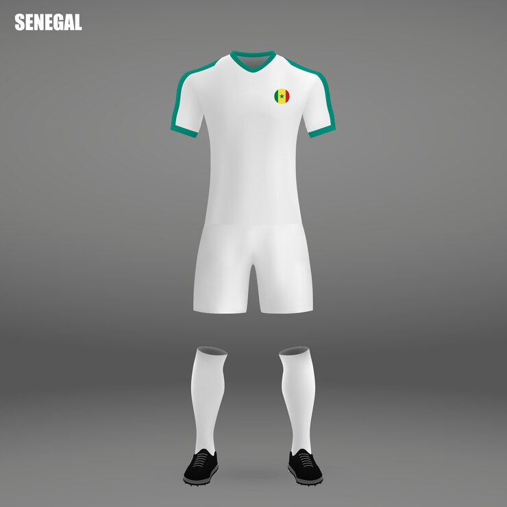 Vetor kit de futebol do senegal, modelo de camiseta para camisa de futebol