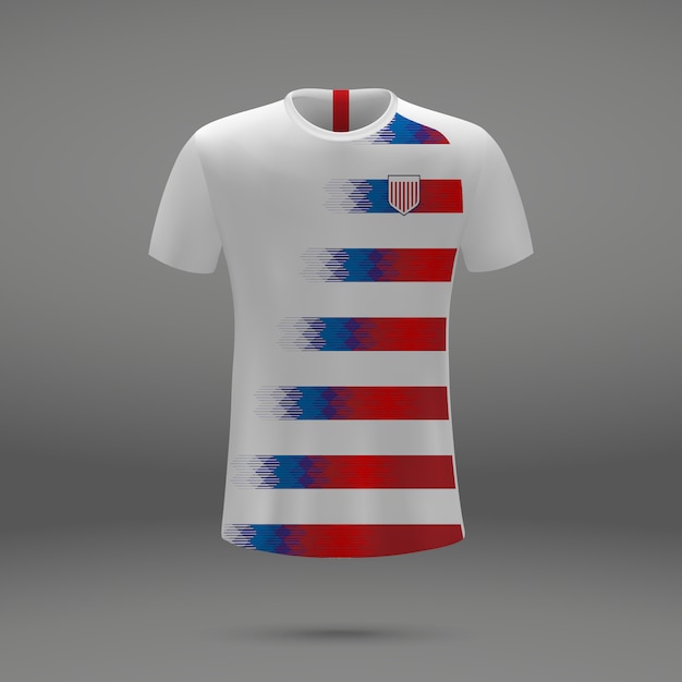 Kit de futebol dos eua, modelo de t-shirt para a camisa de futebol.