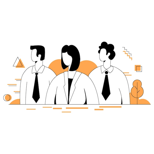 Kit de ilustração de estilo simples financeiro de equipe de vendas