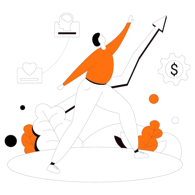 Kit de ilustração de estilo simples para negócios a chave para o sucesso