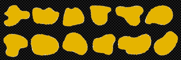 Kit de pedaços rasgados de elementos de papel para colagem recortes abstratos bolhas orgânicas formas amarelas vetoriais