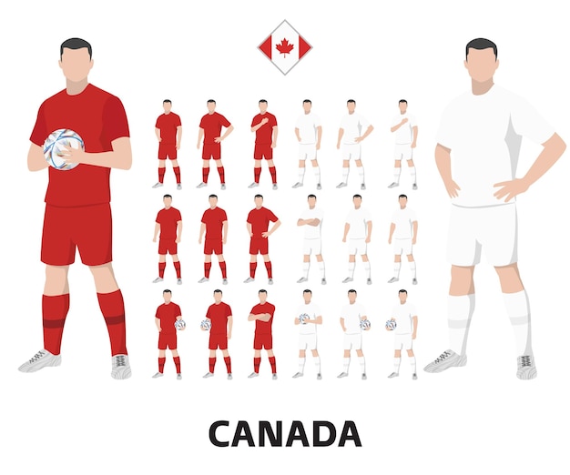 Kit do time de futebol do canadá, kit de casa e kit de visitante
