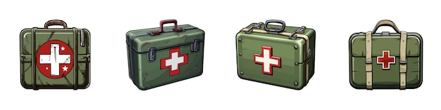 Vetor kit médico do exército de desenhos animados ilustração vetorial