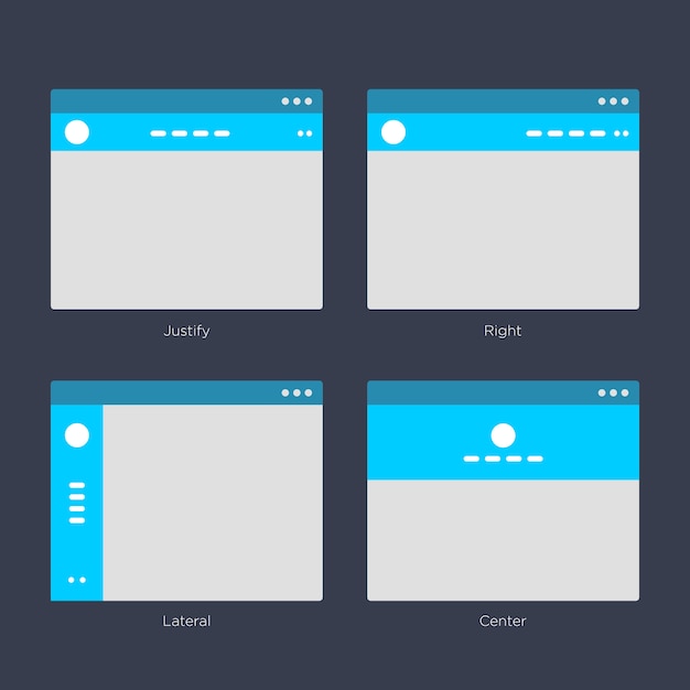 Vetor kits de interface do usuário do wireframe layouts para sitemap e ux design