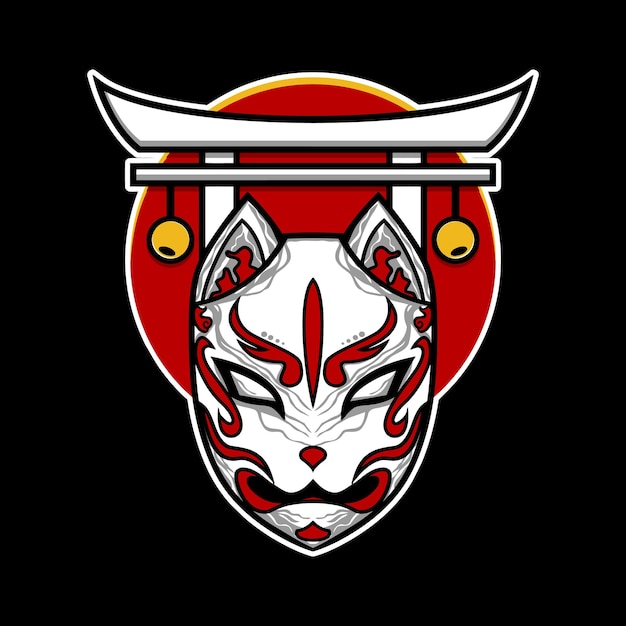 Kitsune máscara Japão com ilustração vetorial de Tori