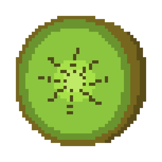 Vetor kiwi de fruta de pixel art isolado em fundo branco