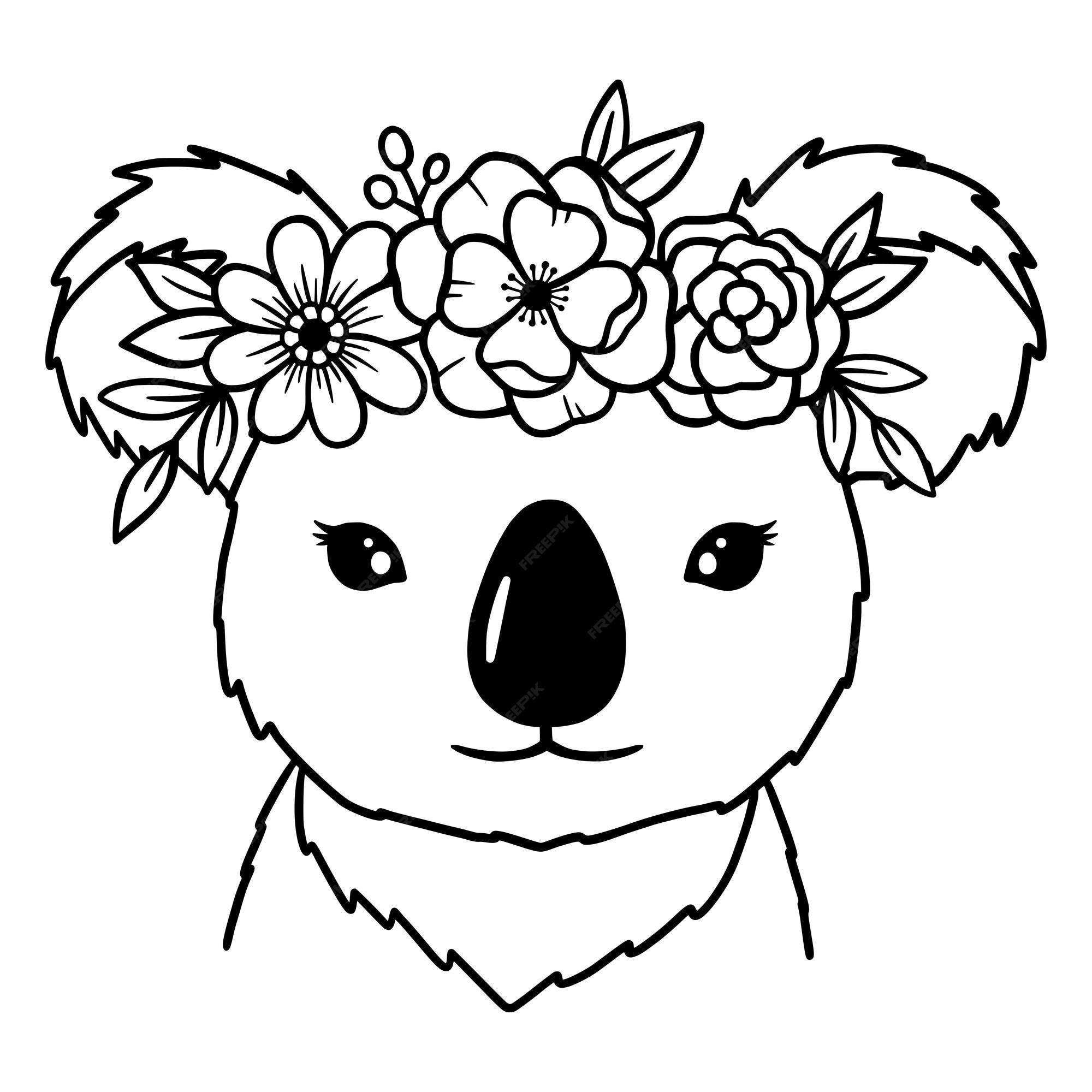 Rosto Bonito De Koala. Ilustração Do Vetor De Retrato Simples De