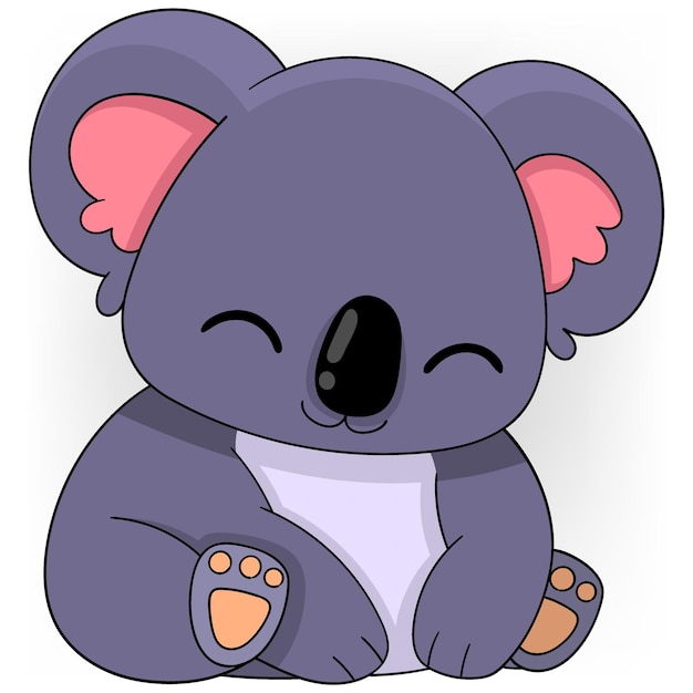 Koala roxo está sentado sozinho seu rosto está sorrindo saudação amigável