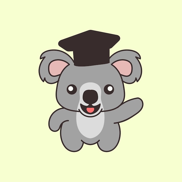 Vetor koala usando o ícone do boné do estudioso desenho animado de koala lindo e engraçado