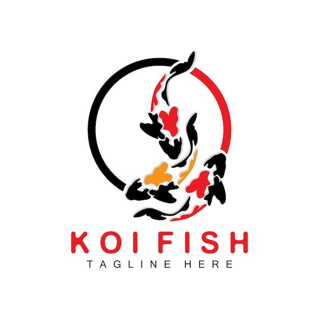 Koi fish logo design chinês sorte e triunfo peixe ornamental vector empresa marca ícone de peixe dourado