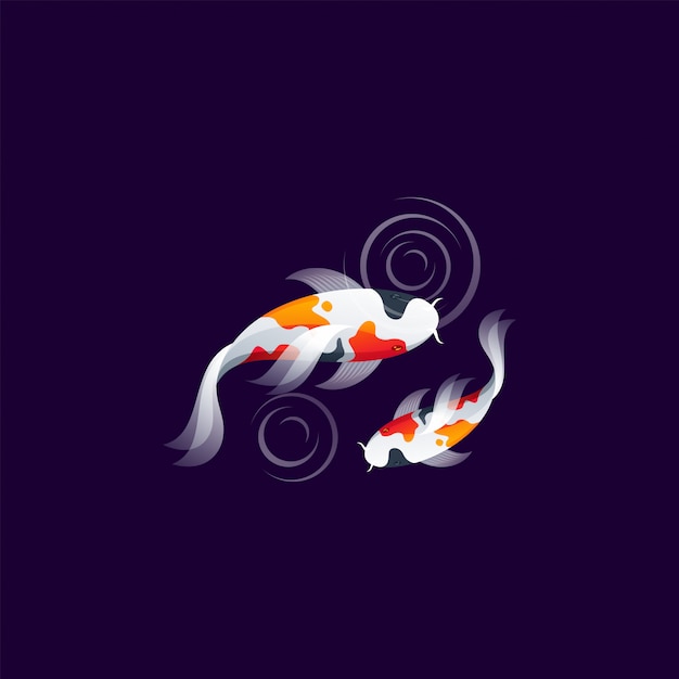 Koi peixe logotipo design vector ilustration