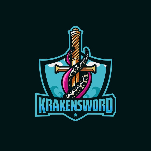 Kraken espada incrível logotipo esporte