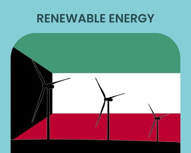 Vetor kuwait energia renovável ideia de energia ambiental e ecológica