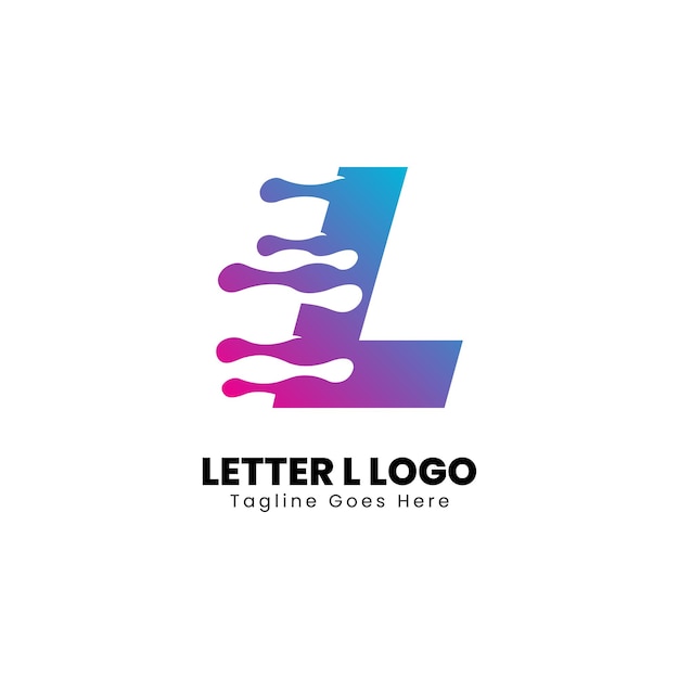 L Letra Logo Icon Gradiente de cor rosa e azul Modelo de design Arte vetorial de elementos