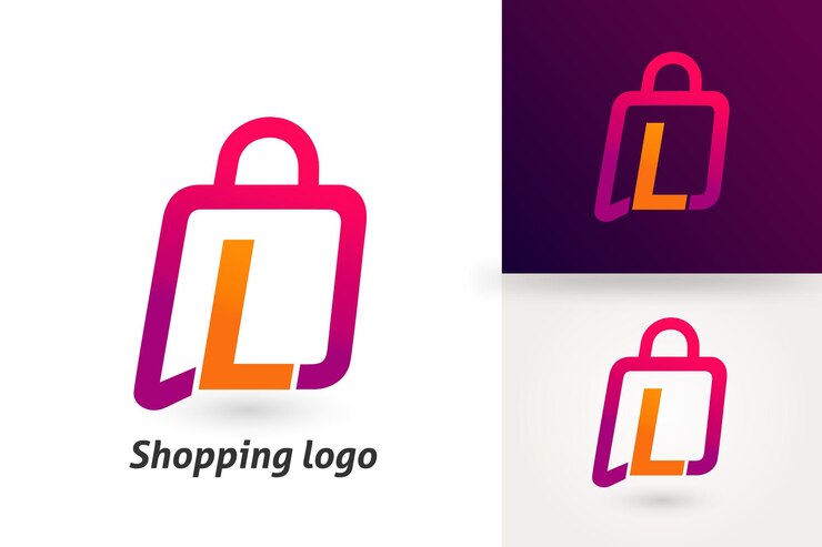 L letra sacola de compras vetor de design de logotipo de comércio eletrônico