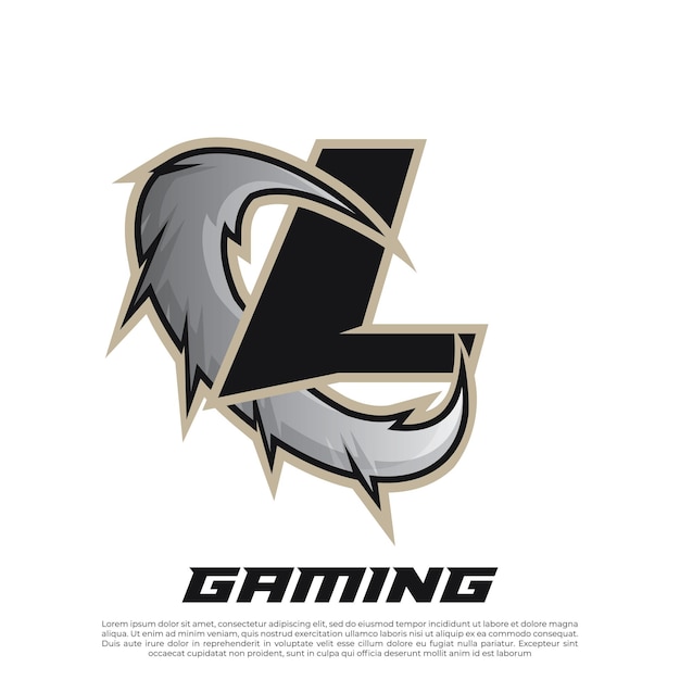Vetor l letter esport gamer logo efeito de texto editável rgb e neon text style badge logo esport