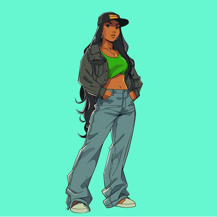 Vetor la cindy super hero mujer latina de barrio empoderada para videogames o personaje animado