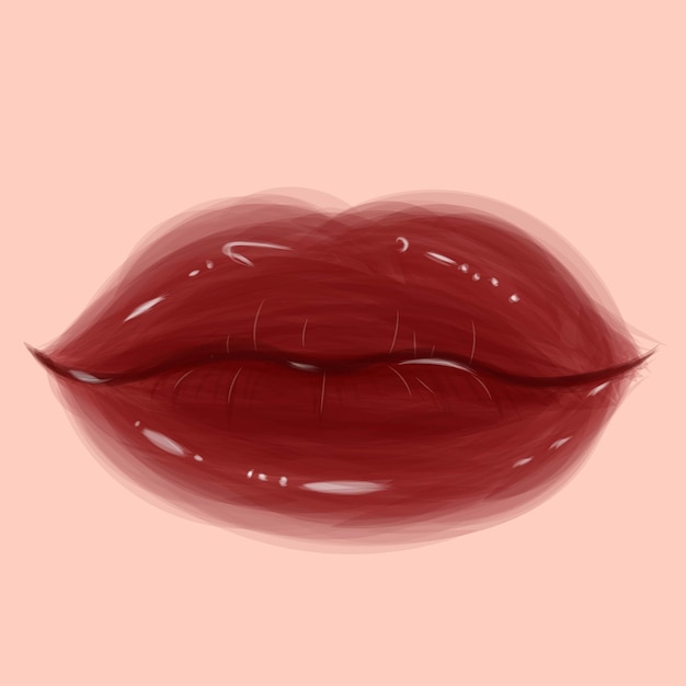 Vetor lábios de vetor de batom vermelho escuro