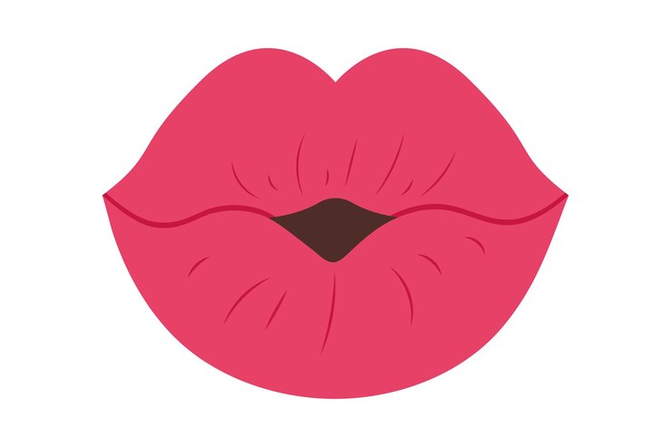 Vetor lábios femininos segurando coração rosa dia dos namorados clipart romântico ícone de maquiagem de batom