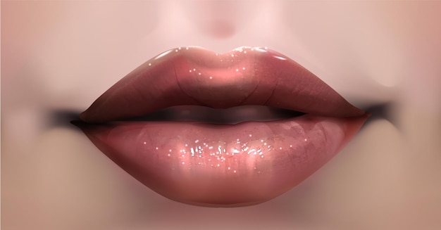 Lábios femininos sexys naturais Lábios bonitos e gordinhos para beleza e cosméticos Efeito 3D Vector eps 10